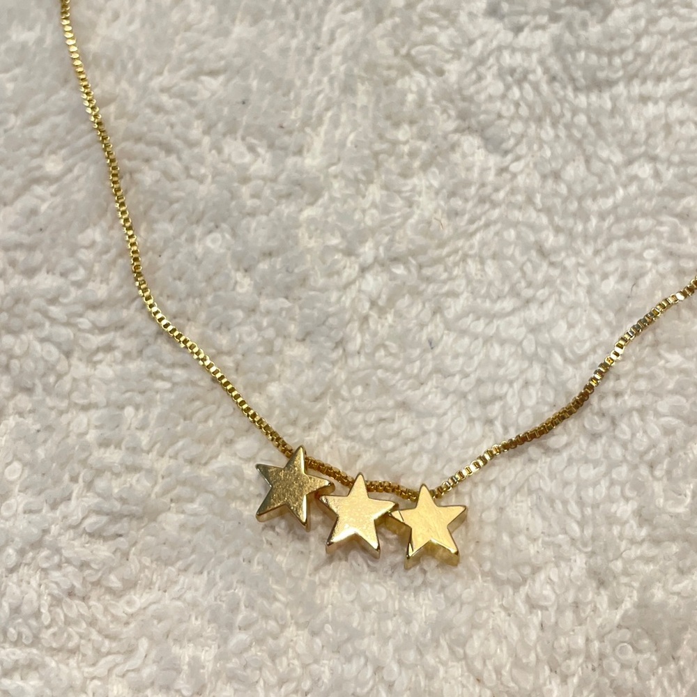 Y2K gold 3 stars necklace NWT